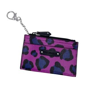 Vera Bradley Purple Leopard Spot Wallet Slim Coin Purse Keychain Faux Leather
